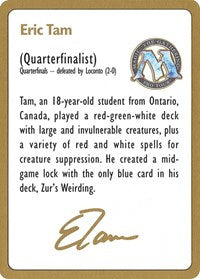 1996 Eric Tam Biography Card [World Championship Decks] | Impulse Games and Hobbies