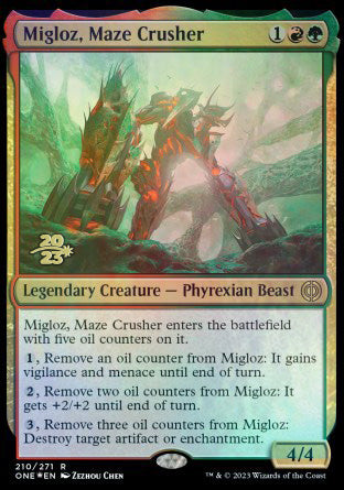 Migloz, Maze Crusher [Phyrexia: All Will Be One Prerelease Promos] | Impulse Games and Hobbies