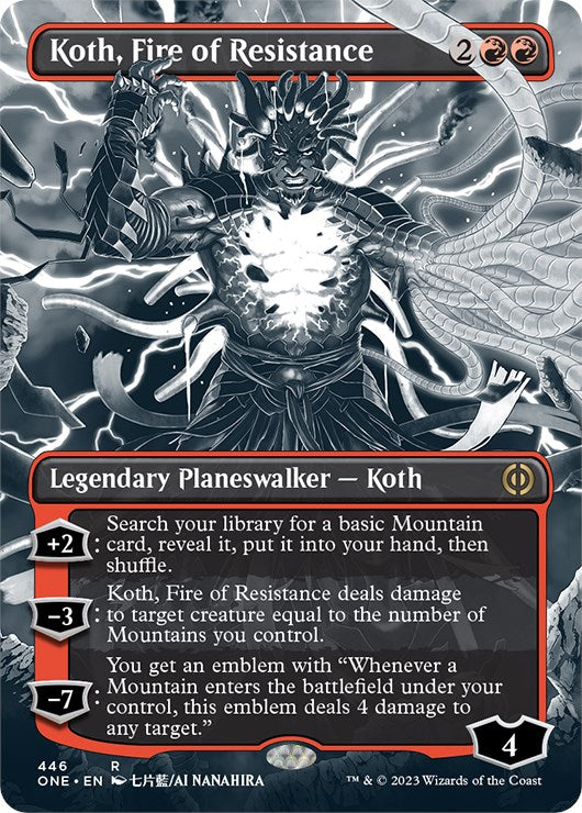 Koth, Fire of Resistance (Borderless Manga Step-and-Compleat Foil) [Phyrexia: All Will Be One] | Impulse Games and Hobbies