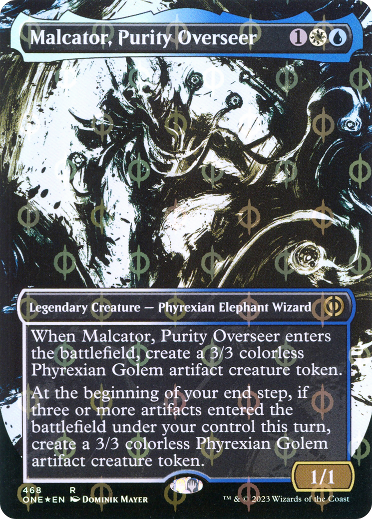 Malcator, Purity Overseer (Borderless Ichor Step-and-Compleat Foil) [Phyrexia: All Will Be One] | Impulse Games and Hobbies