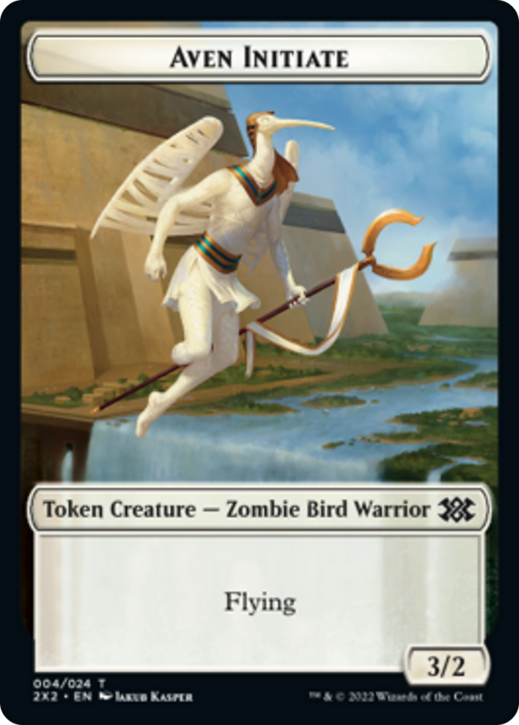 Worm // Aven Initiate Double-sided Token [Double Masters 2022 Tokens] | Impulse Games and Hobbies