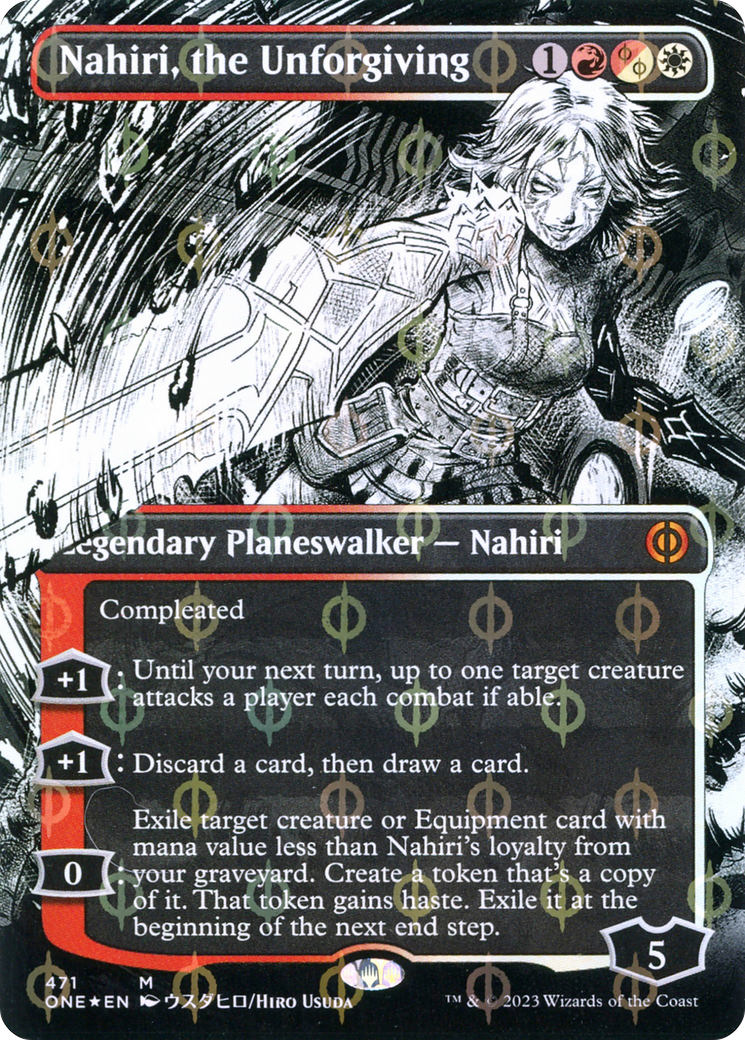 Nahiri, the Unforgiving (Borderless Manga Step-and-Compleat Foil) [Phyrexia: All Will Be One] | Impulse Games and Hobbies