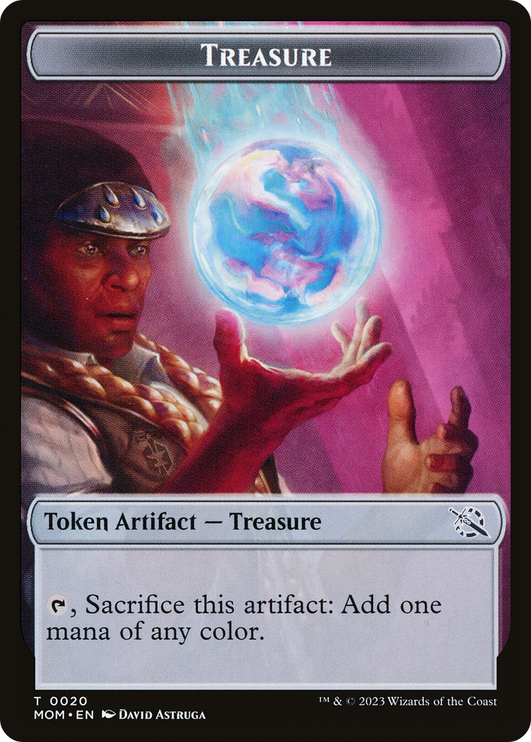Treasure (20) // Teferi Akosa of Zhalfir Emblem Double-Sided Token [March of the Machine Tokens] | Impulse Games and Hobbies