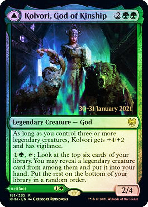 Kolvori, God of Kinship // The Ringhart Crest   [Kaldheim Prerelease Promos] | Impulse Games and Hobbies